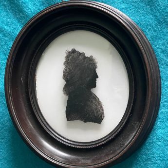 Isabella Beetham, silhouette reverse painted on glass