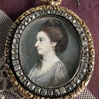 George Engleheart, miniature profile portrait of a lady