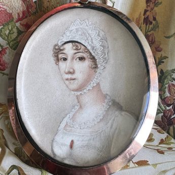 Watercolour portrait of a young Regency lady