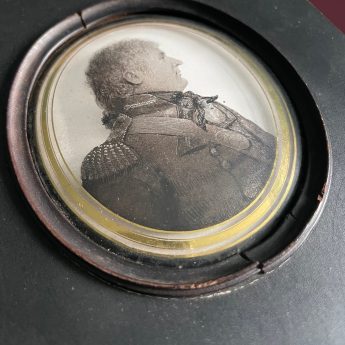 John Lea, silhouette reverse painted on glass of an officer