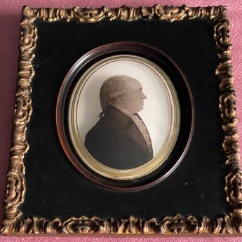 John Lea, silhouette reverse painted on glass of a gentleman