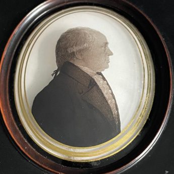 John Lea, silhouette reverse painted on glass of a gentleman