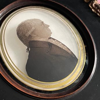 John Lea, silhouette reverse painted on glass of a gentleman