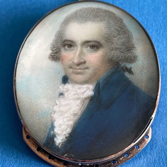 Samuel Shelley, portrait miniature of a gentleman in blue