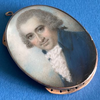 Samuel Shelley, portrait miniature of a gentleman in blue